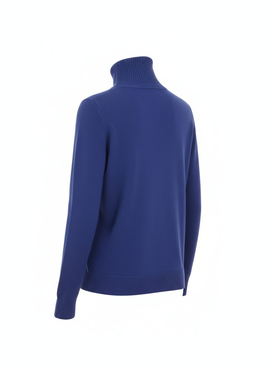 Blue Mock Neck Sweater