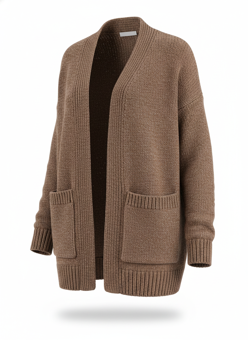 Brown Pocket Cardigan