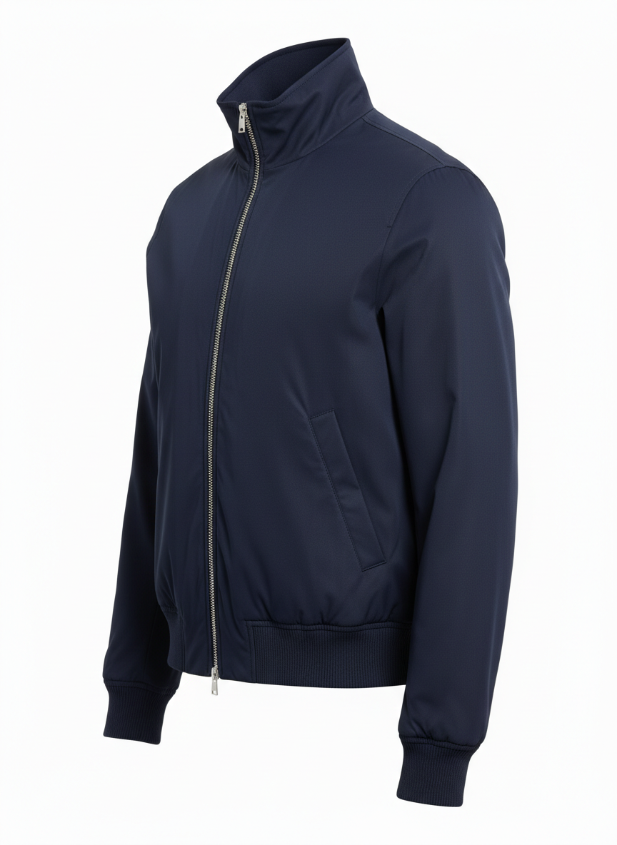 Men's Jacket with Ribbed Wrist Cuffs