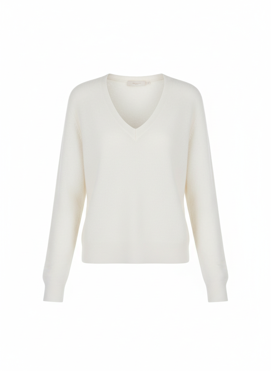 White V-Neck Sweater