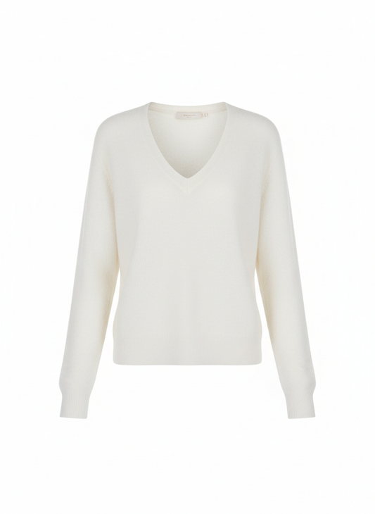 White V-Neck Sweater